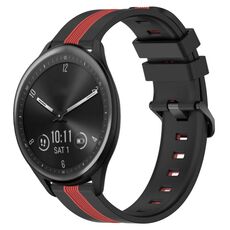 Per cinturino in silicone bicolore verticale da 20 mm Garmin Vivomove Sport (nero + rosso)