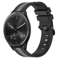 Per cinturino in silicone bicolore verticale da 20 mm Garmin Vivomove Sport (nero + grigio)
