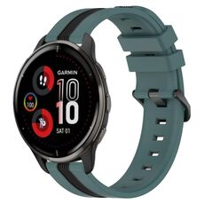 Per cinturino in silicone bicolore verticale da 20 mm Garmin Venu 2 Plus (verde + nero)