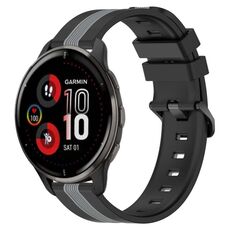 Per cinturino in silicone bicolore verticale da 20 mm Garmin Venu 2 Plus (nero + grigio)