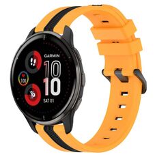 Per cinturino in silicone bicolore verticale da 20 mm Garmin Venu 2 Plus (giallo + nero)