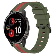 Per cinturino in silicone bicolore verticale da 20 mm Garmin Venu 2 Plus (verde militare + rosso)