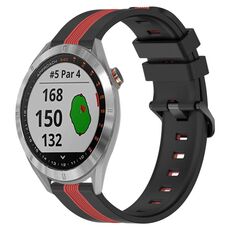 Per Garmin Approach S40 Cinturino in silicone bicolore verticale da 20 mm (nero + rosso)