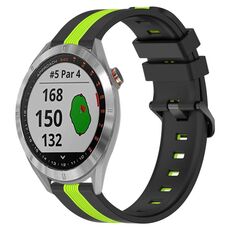 Cinturino in silicone bicolore verticale da 20 mm per Garmin Approach S40 (nero + verde lime)