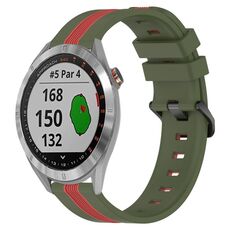 Per Garmin Approach S40 Cinturino in silicone bicolore verticale da 20 mm (verde militare + rosso)