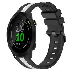 Per Garmin Forerunner 158 Cinturino in silicone bicolore verticale da 20 mm (nero + bianco)