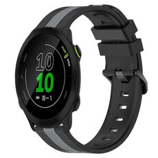 Per Garmin Forerunner 158 Cinturino in silicone bicolore verticale da 20 mm (nero + grigio)