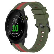 Per Garmin Forerunner 158 Cinturino in silicone bicolore verticale da 20 mm (verde militare + rosso)