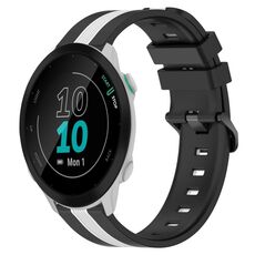 Per Garmin Forerunner 55 Cinturino in silicone bicolore verticale da 20 mm (nero + bianco)
