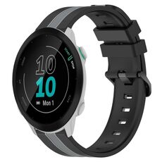 Per Garmin Forerunner 55 Cinturino in silicone bicolore verticale da 20 mm (nero + grigio)