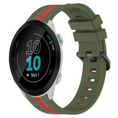 Per Garmin Forerunner 55 Cinturino in silicone bicolore verticale da 20 mm (verde militare + rosso)