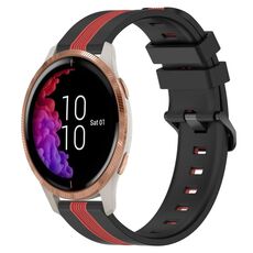 Per cinturino in silicone bicolore verticale da 20 mm Garmin Venu (nero + rosso)