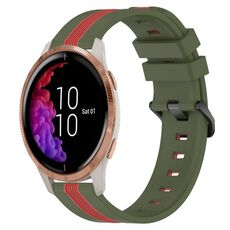 Per cinturino in silicone bicolore verticale da 20 mm Garmin Venu (verde militare + rosso)