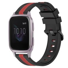 Per cinturino in silicone bicolore verticale da 20 mm Garmin Venu SQ (nero + rosso)