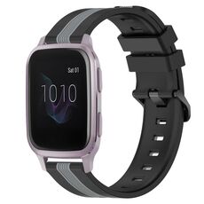 Per cinturino in silicone bicolore verticale da 20 mm Garmin Venu SQ (nero + grigio)