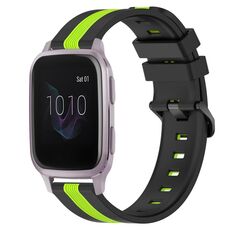 Per cinturino in silicone bicolore verticale da 20 mm Garmin Venu SQ (nero + verde lime)