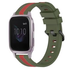 Per cinturino in silicone bicolore verticale da 20 mm Garmin Venu SQ (verde militare + rosso)