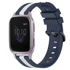 Per cinturino in silicone bicolore verticale da 20 mm Garmin Venu SQ (blu + bianco)