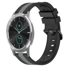 Per Garmin Garminmove Luxe 20mm Cinturino in silicone bicolore verticale (nero + grigio)