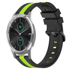 Per Garmin Garminmove Luxe 20mm Cinturino in silicone bicolore verticale (nero + verde lime)