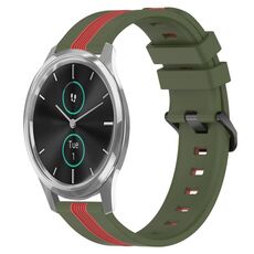 Per Garmin Garminmove Luxe 20mm Cinturino in silicone bicolore verticale (verde militare + rosso)