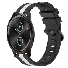 Per Garmin Garminmove Style 20mm Cinturino in silicone bicolore verticale (nero + bianco)
