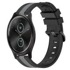 Per Garmin Garminmove Style 20mm Cinturino in silicone bicolore verticale (nero + grigio)