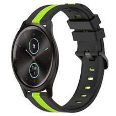 Per Garmin Garminmove Style 20mm Cinturino in silicone bicolore verticale (nero + verde lime)