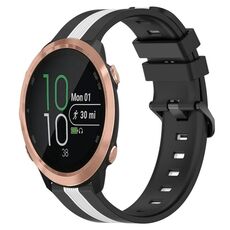 Per Garmin Forerunner 645 Music Cinturino in silicone bicolore verticale da 20 mm (nero + bianco)