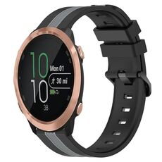 Per Garmin Forerunner 645 Music Cinturino in silicone bicolore verticale da 20 mm (nero + grigio)