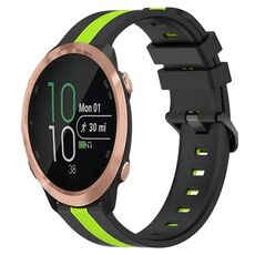 Per Garmin Forerunner 645 Music Cinturino in silicone bicolore verticale da 20 mm (nero + verde lime)