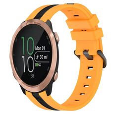 Cinturino in silicone bicolore verticale da 20 mm per Garmin Forerunner 645 Music (giallo + nero)