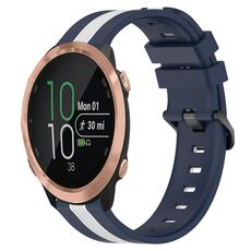 Per Garmin Forerunner 645 Music Cinturino in silicone bicolore verticale da 20 mm (blu + bianco)