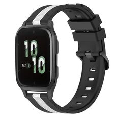 Per Garmin Forerunner Sq2 Cinturino in silicone bicolore verticale da 20 mm (nero + bianco)