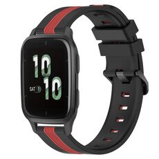 Per cinturino in silicone bicolore verticale da 20 mm Garmin Forerunner Sq2 (nero + rosso)