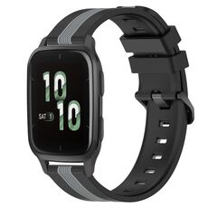 Per Garmin Forerunner Sq2 Cinturino in silicone bicolore verticale da 20 mm (nero + grigio)
