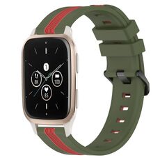 Per Garmin Forerunner Sq2 Music Cinturino in silicone bicolore verticale da 20 mm (verde militare + rosso)