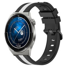 Per Huawei Watch GT3 Pro 43mm 20mm Cinturino in silicone bicolore verticale (nero + bianco)