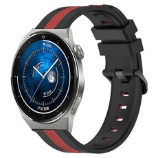 Per Huawei Watch GT3 Pro 43mm 20mm Cinturino in silicone bicolore verticale (nero + rosso)