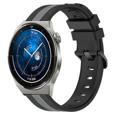Per Huawei Watch GT3 Pro 43mm 20mm Cinturino in silicone bicolore verticale (nero + grigio)