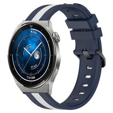 Per Huawei Watch GT3 Pro 43mm 20mm Cinturino in silicone bicolore verticale (blu + bianco)