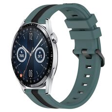 Per Huawei Watch GT3 42mm 20mm Cinturino in silicone bicolore verticale (verde + nero)