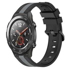 Per Huawei Watch 2 Cinturino in silicone bicolore verticale da 20 mm (nero + grigio)