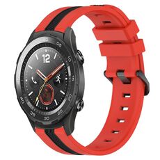 Per Huawei Watch 2 Cinturino in silicone bicolore verticale da 20 mm (rosso + nero)