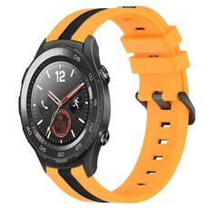 Per Huawei Watch 2 Cinturino in silicone bicolore verticale da 20 mm (giallo + nero)