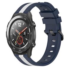 Per Huawei Watch 2 Cinturino in silicone bicolore verticale da 20 mm (blu + bianco)