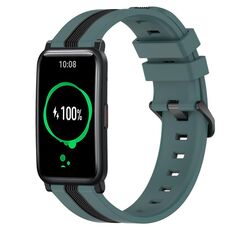 For Honor Watch ES 20mm Cinturino in silicone bicolore verticale (verde + nero)