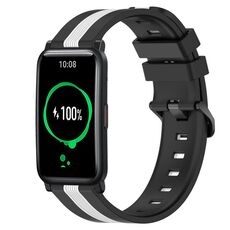 For Honor Watch ES 20mm Cinturino in silicone bicolore verticale (nero + bianco)
