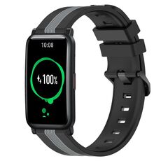 For Honor Watch ES 20mm Cinturino in silicone bicolore verticale (nero + grigio)