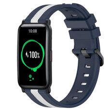 For Honor Watch ES 20mm Cinturino in silicone bicolore verticale (blu + bianco)